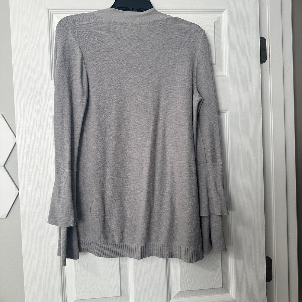J Crew Gray Tuered ruffle sleeve cardigan sweater XS - Picture 6 of 6